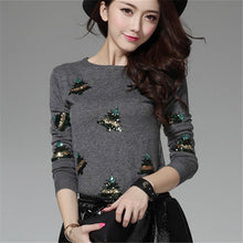 2017 New Fashion Female Pullovers Knitted Long Sleeve O-neck Winter Autumn Sequin Bling Sweaters Hot Sale 72042
