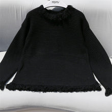 2017 New Fashion Female Pullovers Knitted Long Sleeve O-neck Winter Tassel Irregular Sweaters 72050