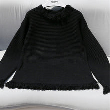 2017 New Fashion Female Pullovers Knitted Long Sleeve O-neck Winter Tassel Irregular Sweaters 72051