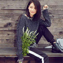 2017 New Fashion Female Pullovers Knitted Long Sleeve O-neck Winter Tassel Irregular Sweaters 72051