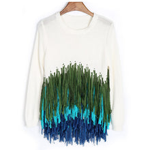2017 New Fashion Female Pullovers Knitted Long Sleeve O-neck Winter Tassel Irregular Sweaters 72051