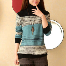 2017 New Fashion Female Pullovers Knitted Long Sleeve Turtleneck Winter Autumn Patchwork Sweaters Hot Sale 72140