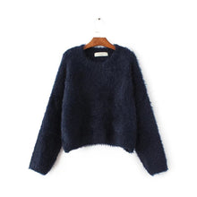 2017 New Fashion Female Short Pullovers Knitted Long Sleeve O-neck Winter Sweaters Hot Sale 71973