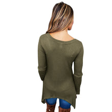 2017 New Fashion Knitted Sweater Women Army Green Long Sleeve V-neck Irregular Casual Tops Autumn Winter Pullovers Jumper #1202