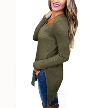 2017 New Fashion Knitted Sweater Women Army Green Long Sleeve V-neck Irregular Casual Tops Autumn Winter Pullovers Jumper #1202