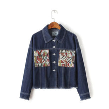 2017 New Fashion Outwear Full Sleeve Turn-down Collar Coat Single Breasted Denim Jacket With Button Embroidery Streetwear 72023