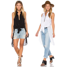 2017 New Fashion Plus Size Blouse Women Chiffon Blusas Sleeveless Turn-down Collar Shirts Chiffon with Button Tops 71992