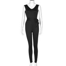 2017 New Fashion Women V-Neck Sleeveless Bodycon Bandage Jumpsuit Black Blue White #1212