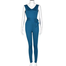 2017 New Fashion Women V-Neck Sleeveless Bodycon Bandage Jumpsuit Black Blue White #1212