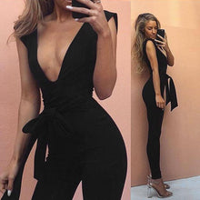 2017 New Fashion Women V-Neck Sleeveless Bodycon Bandage Jumpsuit Black Blue White #1212
