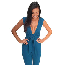 2017 New Fashion Women V-Neck Sleeveless Bodycon Bandage Jumpsuit Black Blue White #1212