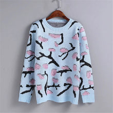 2017 New O-Neck Autumn Women Floral Print Thicken Sweater Long Sleeve O-neck Pullovers Knitting Fashion Outwear 72014