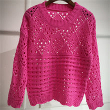 2017 New O-Neck Autumn Women Patchwork Sweater Long Sleeve Pullovers Knitting Fashion Hollow out Outwear 72138