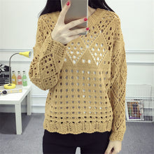 2017 New O-Neck Autumn Women Patchwork Sweater Long Sleeve Pullovers Knitting Fashion Hollow out Outwear 72138