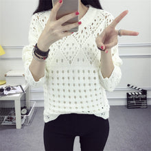2017 New O-Neck Autumn Women Patchwork Sweater Long Sleeve Pullovers Knitting Fashion Hollow out Outwear 72138