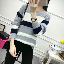 2017 New O-Neck Autumn Women Patchwork Sweater Long Sleeve Striped Pullovers Knitting Fashion Outwear 72004