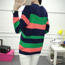 2017 New O-Neck Autumn Women Patchwork Sweater Long Sleeve Striped Pullovers Knitting Fashion Outwear 72004