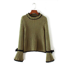 2017 New O-Neck Autumn Women Sweater Full Flare Sleeve Pullovers Knitting Fashion Patchwork Outwear 72087