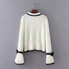 2017 New O-Neck Autumn Women Sweater Full Flare Sleeve Pullovers Knitting Fashion Patchwork Outwear 72087