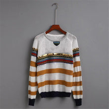 2017 New O-Neck Autumn Women Sweater Full Sleeve Pullovers Knitting Fashion Sequined Hole Outwear 72088