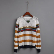 2017 New O-Neck Autumn Women Sweater Full Sleeve Pullovers Knitting Fashion Sequined Hole Outwear 72088