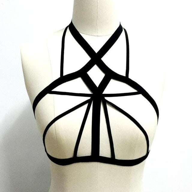 2017 New Sexy Elastic Lingerie sexy bra Bra Elastic sexy Bandage Belt Hollow Out Goth Strapy Bra #23