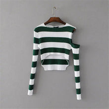 2017 New Spring Pullover Women Fashion Hollow Out Striped Slim Sweater Full Sleeve O-neck Short Knitting Woman Sexy Sweaters