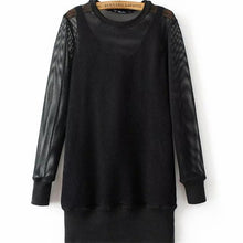 2017 New Spring Women Straight O-Neck Full Sleeve Dress Plus Size Mesh Dresses Look Through Vestidos 72277