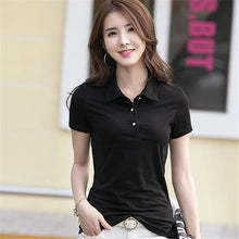 2017 New Summer Women T Shirt Casual Turn-down Collar Short Sleeve Solid tshirt Female Tops Tees With Button 72368