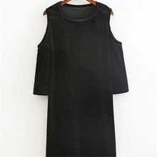 2017 New Vestidos Plus Size Straight Knee-Length Shining Dress Three Quarter 3/4 Sleeve O-neck Off Shoulder Women Dresses 72324