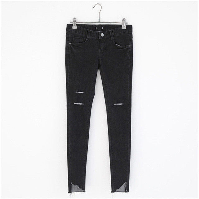 2017 New Women Ankle Length Trousers Denim Pants High Female Skinny Pants Plus Large Size Irregular Jeans With Button Fly 72162