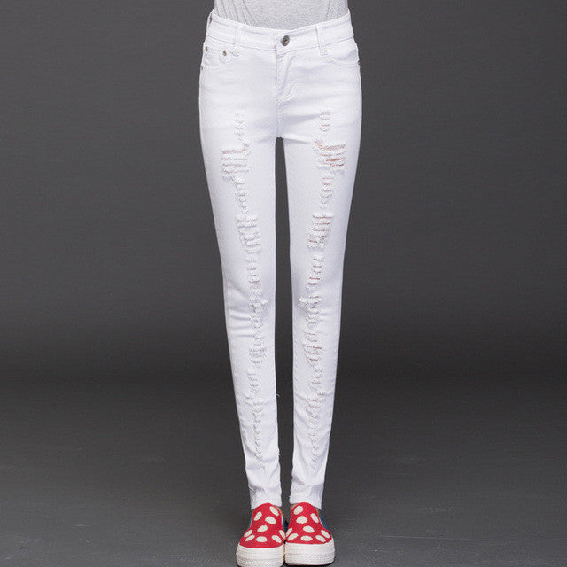 2017 New Women Ankle Length Trousers Denim Pants High Female Skinny Pants Plus Large Size Irregular Jeans With Button Fly 72165