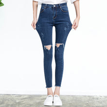 2017 New Women Ankle Length Trousers Denim Pants High Female Skinny Pants Plus Large Size Irregular Jeans With Button Fly 72163