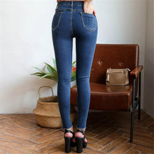 2017 New Women Ankle Length Trousers Denim Pants High Female Skinny Pants Plus Large Size Irregular Jeans With Button Fly 72162