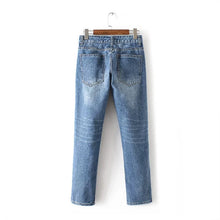 2017 New Women Denim Cat Embroidery Pants Loose Female Pencil Pants S-XL Plus Large Size Jeans Full Length Mid Trousers 71897