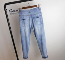 2017 New Women Denim Embroidery Print Pants Loose High Female Pencil Pants Plus Large Size Jeans Ankle Length Trousers 72153