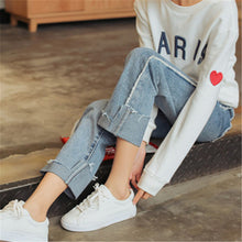 2017 New Women Denim Pants Loose Female Straight Pants Plus Size Jeans Ankle- Length Mid Trousers With Buttton 72249
