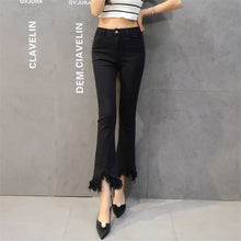 2017 New Women Denim Pants Loose High Female Flare Pants Plus Large Size Jeans Ankle Length Trousers With Button Fly 72161