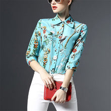2017 New Women Floral Print Blouse Turn-down Collar Full Sleeve Tee Shirt Casual Button Blouses Fashion Plus Size Blusas 72196