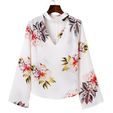 2017 New Women Floral Print Blouse V-neck Full Sleeve Tee Shirt Blouses Fashion Plus Size Blusas With Zip-up 72224