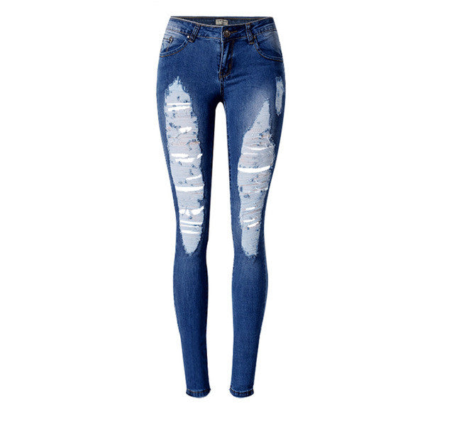 2017 New Women Full Length Trousers Denim Pants Mid Female Skinny Pants Plus Large Size Jeans With Button Fly Hole 72183