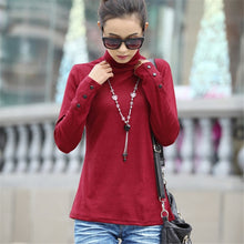 2017 New Women Long Sleeve Blouse Fashion Turtleneck Collar Shirt Korean Style Tops Female Plus Size With Button Shirts 71927