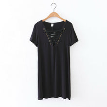 2017 New Women Straight O-Neck Short Sleeve Dress Plus Size With Bondage Dresses Irregular Vestidos 72269