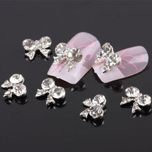 2017 New arrival 10PCS Bow Tie Alloy 3D Nail sticker Clear Rhinestone Nail Art Slice DIY Nail art decorations Maquiagem