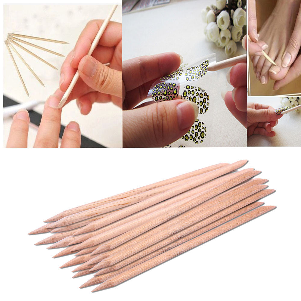 2017 New arrival 20pcs 3D Nail art decorations Wood Stick Cuticle Pusher Remover Pedicure Manicure Pen Nail brush Nails tools