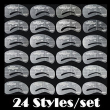 2017 New arrival 24 Styles Eyebrow Shaping Stencils Grooming Kit Makeup Shaper Set Template Makeup tools Maquiagem