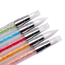 2017 New arrival 5PCS Pencil Strass Head Nail art Brush Nail Silicone Makeup brushes With Acrylic Strap Nail art decorations