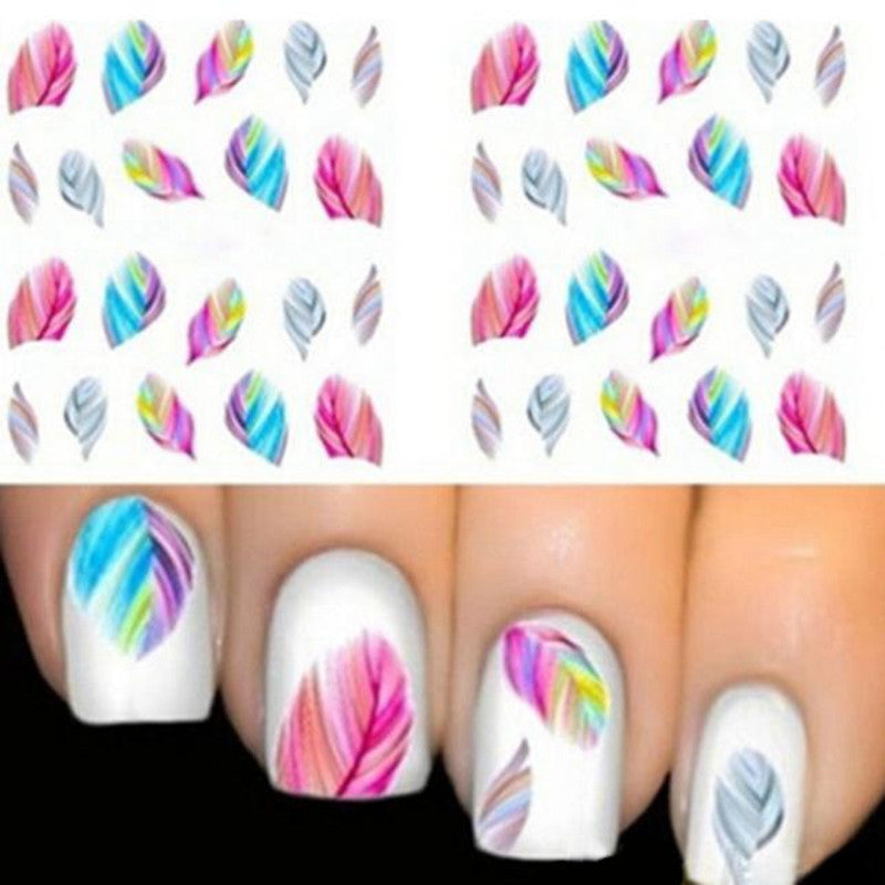 2017 New arrival 5pcs Feather 3D Nail Art Water Transfer Sticker Decal Nail art decorations Nailpolish Beauty Makeup tools