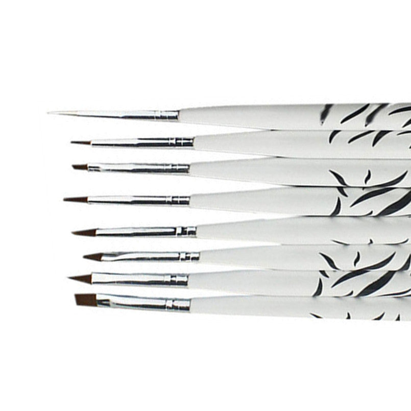 2017 New arrival 8PCS Beauty Nail art Zebra Dotting Manicure Painting Drawing Nail Polish Brush Pen Makeup tools Maquiagem White