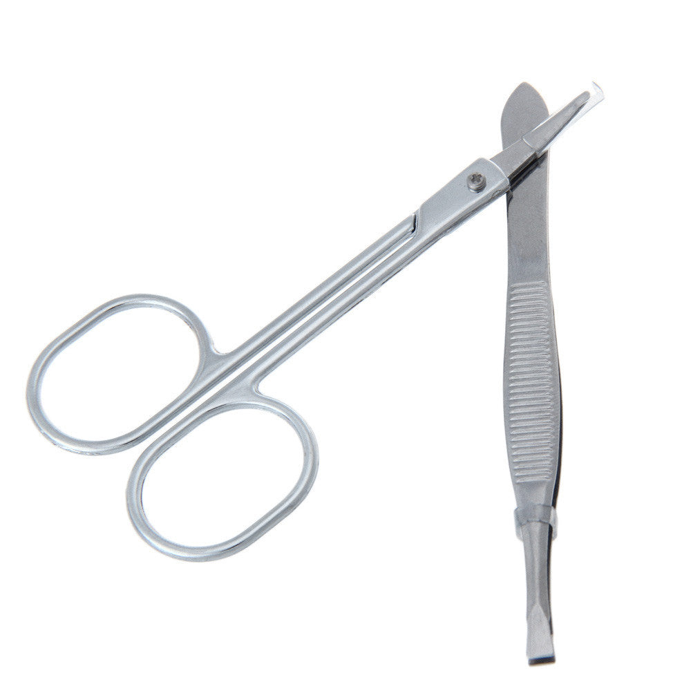 2017 New arrival Eyelashes Eyebrow Scissors Tweezers Stainless Steel Suit Hot sale women Makeup tools Silver Maquiagem